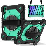Per iPad mini 2024 / mini 6 Custodia per tablet PC ibrida in silicone con robot a contrasto (nero verde menta)