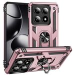 Per Xiaomi 14T Pro Custodia antiurto in TPU + PC con supporto (oro rosa)