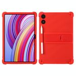 Per Xiaomi POCO Pad 5G Custodia protettiva antiurto in silicone per tablet con supporto (rosso)