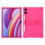 Per Xiaomi POCO Pad 5G Custodia protettiva antiurto in silicone per tablet con supporto (rosso rosa)