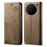 Per vivo X200 Denim Texture Flip Custodia in pelle per telefono (cachi)