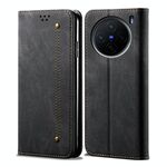 Per vivo X200 Pro mini Custodia in pelle con texture denim (nero)