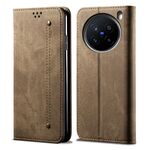 Per vivo X200 Pro Denim Texture Flip Custodia in pelle per telefono (cachi)