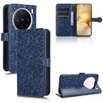 Per vivo X200 5G Custodia in pelle con trama a nido d'ape a pois (blu)
