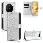 Per vivo X200 5G Custodia in pelle con trama a nido d'ape (argento)
