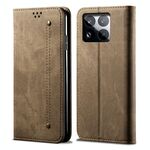 Per Xiaomi 15 Pro Denim Texture Casual Style Custodia in pelle con flip orizzontale (cachi)