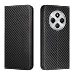 Per Redmi 14C 4G Custodia in pelle con flip magnetico in fibra di carbonio (nero)