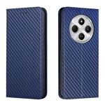 Per Redmi 14C 4G Custodia per telefono in pelle con chiusura magnetica in fibra di carbonio (blu)