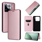 Per Xiaomi 15 Custodia in pelle con texture in fibra di carbonio (rosa)