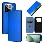 Per Xiaomi 15 Custodia per telefono in pelle con texture in fibra di carbonio (blu)