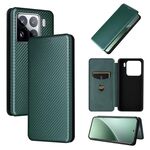 Per Xiaomi 15 Custodia in pelle con texture in fibra di carbonio (verde)