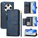 Per OPPO Find X8 Pro Multi-Card Slots Zipper Wallet Custodia in pelle per telefono (blu)