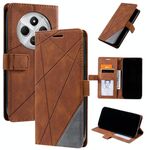 Per Redmi 14C 4G Custodia in pelle con effetto pelle e cuciture (marrone)