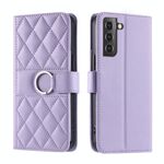 Per Samsung Galaxy S22+ 5G Custodia per telefono in pelle rombica con fibbia ad anello (viola)
