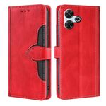 Per Redmi 13 4G Custodia in pelle con fibbia magnetica Skin Feel (rosso)