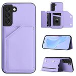 Per Samsung Galaxy S22+ 5G Custodia per telefono con quattro slot per schede e cinturino da polso (viola)