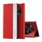 Per Xiaomi Redmi 14C Custodia per telefono in pelle adsorbimento elettrolitica laterale (rosso)