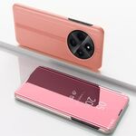 Per Xiaomi Redmi 14C 4G Custodia in pelle con supporto a specchio orizzontale placcata (oro rosa)
