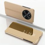Per Xiaomi Redmi 14C 4G Custodia per telefono in pelle con specchio placcato orizzontale con supporto (oro)