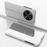 Per Xiaomi Redmi 14C 4G Custodia per telefono in pelle con supporto a specchio orizzontale placcato (argento)