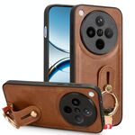 Per OPPO Find X8 Custodia per telefono in pelle con cinturino posteriore (marrone)