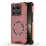 Per Xiaomi 14T 5G Global Honeycomb Anello Magnetico Antiurto Custodia per Telefono (Rosso)