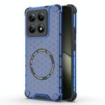 Per Xiaomi 14T 5G Global Honeycomb Custodia antiurto per telefono con anello magnetico (blu)
