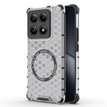 Per Xiaomi 14T Pro 5G Custodia antiurto per telefono con anello magnetico a nido d'ape globale (bianco)
