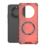 Per Honor X60 5G Custodia per telefono antiurto con anello magnetico a nido d'ape (rosso)