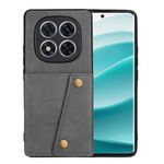 Per Redmi Note 14 Pro+ 5G Custodia magnetica per telefono con doppia fibbia e slot per schede (grigio)