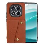 Per Redmi Note 14 Pro+ 5G Custodia magnetica per telefono con doppia fibbia e slot per schede (marrone)
