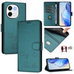 Per Tecno Spark 30 5G Smile Embossing RFID Custodia in pelle per telefono (verde pavone)