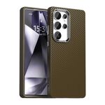 Per Samsung Galaxy S25 Ultra 5G Custodia per telefono IMD in fibra di carbonio (marrone)