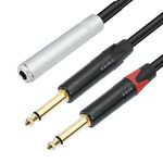 Cavo audio stereo TRS da 6,35 mm 1/4 femmina a doppio maschio tipo Y, lunghezza: 50 cm