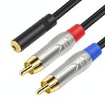 Cavo audio stereo TRS femmina da 3,5 mm 1/8 a doppio RCA maschio tipo Y, lunghezza: 50 cm