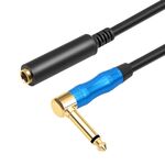 Cavo audio per chitarra elettrica da 6,35 mm 1/4 TRS maschio mono gomito a femmina, lunghezza: 1,8 m (nero blu)