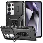 Per Samsung Galaxy S25 Ultra 5G Custodia per telefono con supporto scorrevole Camshield (nero)