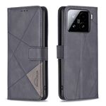 Per Xiaomi 15 Pro Custodia per telefono in pelle con fibbia magnetica e trama a rombi (nero)