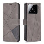 Per Xiaomi 15 Pro Custodia per telefono in pelle con fibbia magnetica e trama a rombi (grigio)