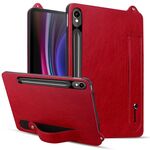 Per Samsung Galaxy Tab S10 / S9 / S8 / S7 Custodia per tablet in pelle TPU con cinturino (rosso)