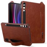 Per Samsung Galaxy Tab S10 Ultra / S9 Ultra Custodia per tablet in pelle TPU con cinturino (marrone)