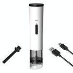 Macinapepe elettrico multifunzionale per condimenti da cucina, macinapepe grossolano e fine regolabile (bianco)