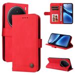 Per vivo X200 Custodia in pelle con bottoni in metallo Life Tree Skin Feel (rosso)