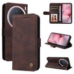 Per vivo X200 Pro mini Custodia in pelle con bottoni in metallo Life Tree Skin Feel (marrone)