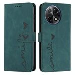Per Tecno Camon 30S Custodia in pelle goffrata con motivo a cuore e cordino lungo (verde)
