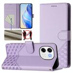 Per Tecno Spark 30 5G Custodia per telefono in pelle con stampa a nido d'ape RFID (viola chiaro)