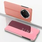 Custodia per telefono in pelle con flip orizzontale a specchio placcato per Honor X9c con supporto (oro rosa)