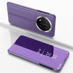 Custodia per telefono in pelle con flip orizzontale a specchio placcato per Honor X9c con supporto (viola blu)