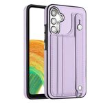 Custodia per telefono in pelle antiurto per Samsung Galaxy A34 5G con cinturino da polso (viola)