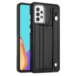 Custodia per telefono in pelle antiurto per Samsung Galaxy A53 5G con cinturino da polso (nero)